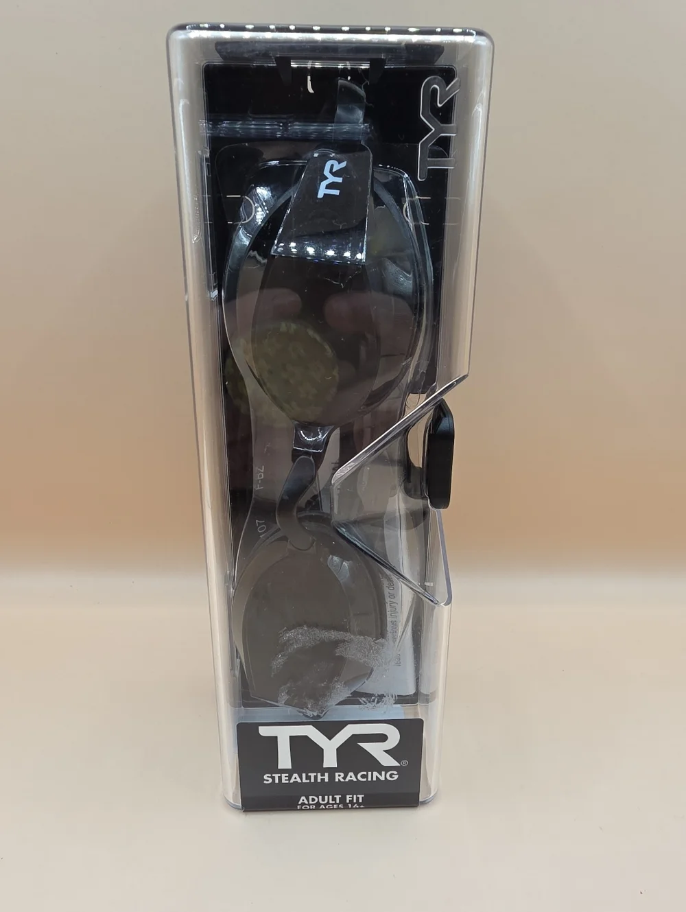 Open Box- TYR Stealth Racing Adult Fit Swim Goggles Black